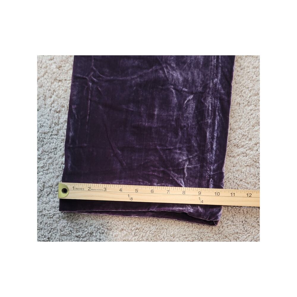Eileen Fisher Pants Womens Petite L Purple Crushed Silk Velvet Wide Leg Pull On - Picture 8 of 10